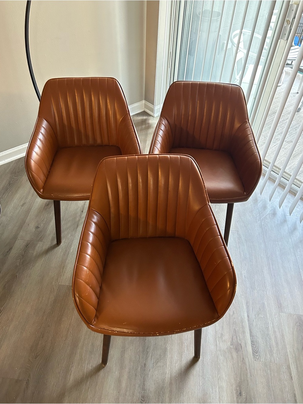 Mid-Century Modern Cognac Upholstered Accent Chair